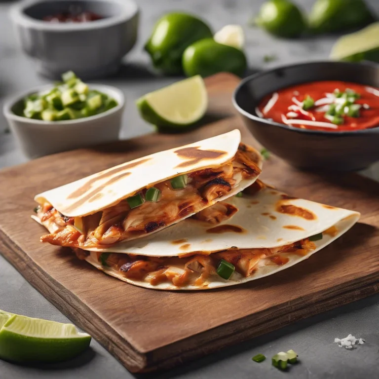 BBQ Chicken Quesadillas with melted cheese and golden tortillas on wooden board, garnished with lime and avocado for easy family meal.