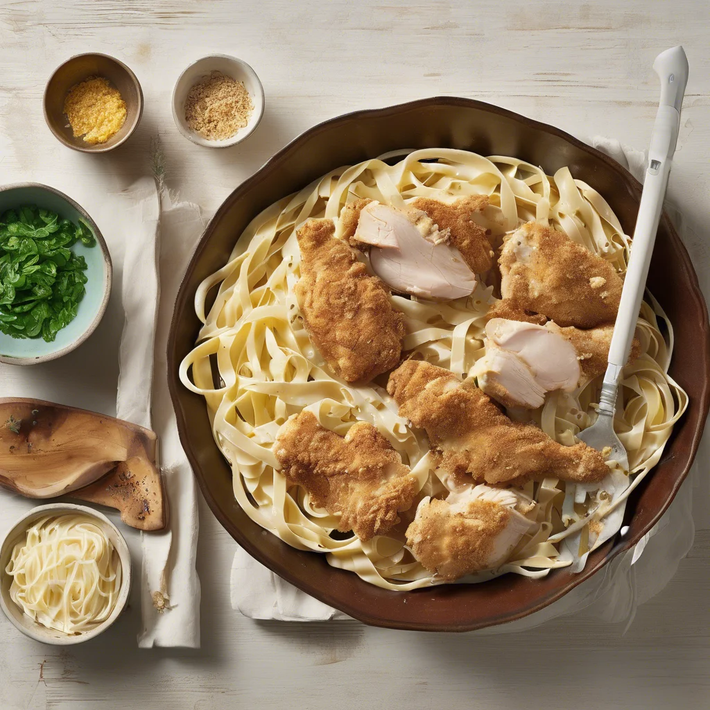 Ingredients for Crispy Chicken Fettuccine Alfredo recipe