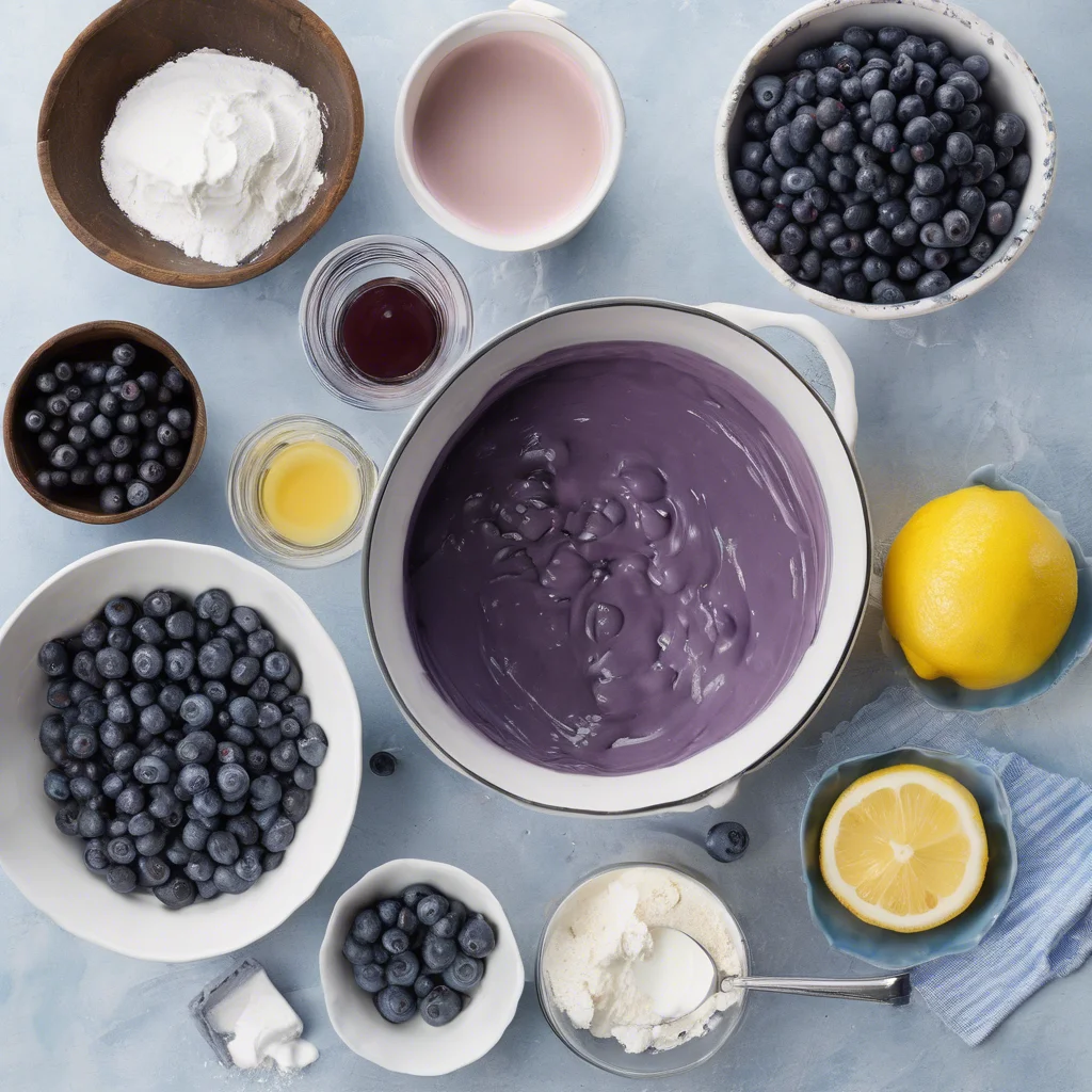 Ingredients for Easy Homemade No Churn Blueberry Ice Cream Recipe