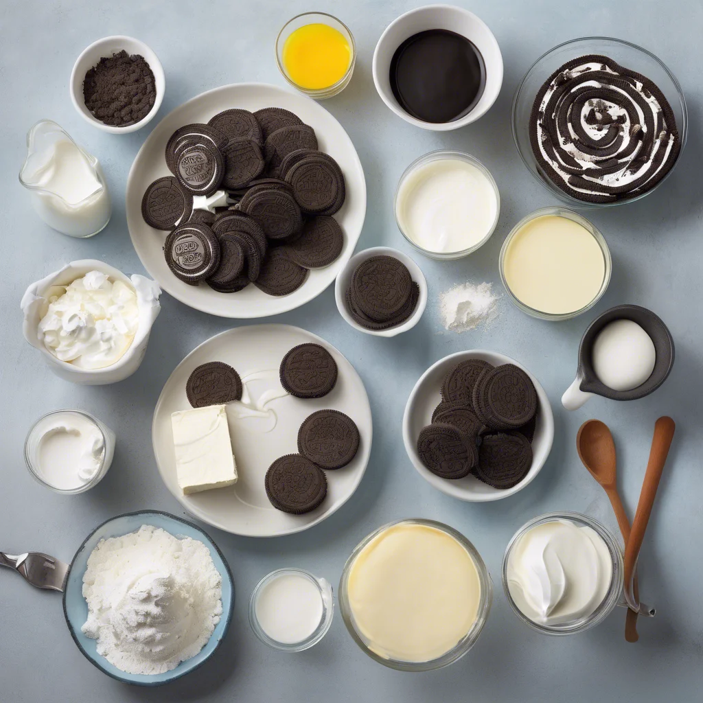 Ingredients for New York-Style Oreo Cheesecake (Oreo Crust)