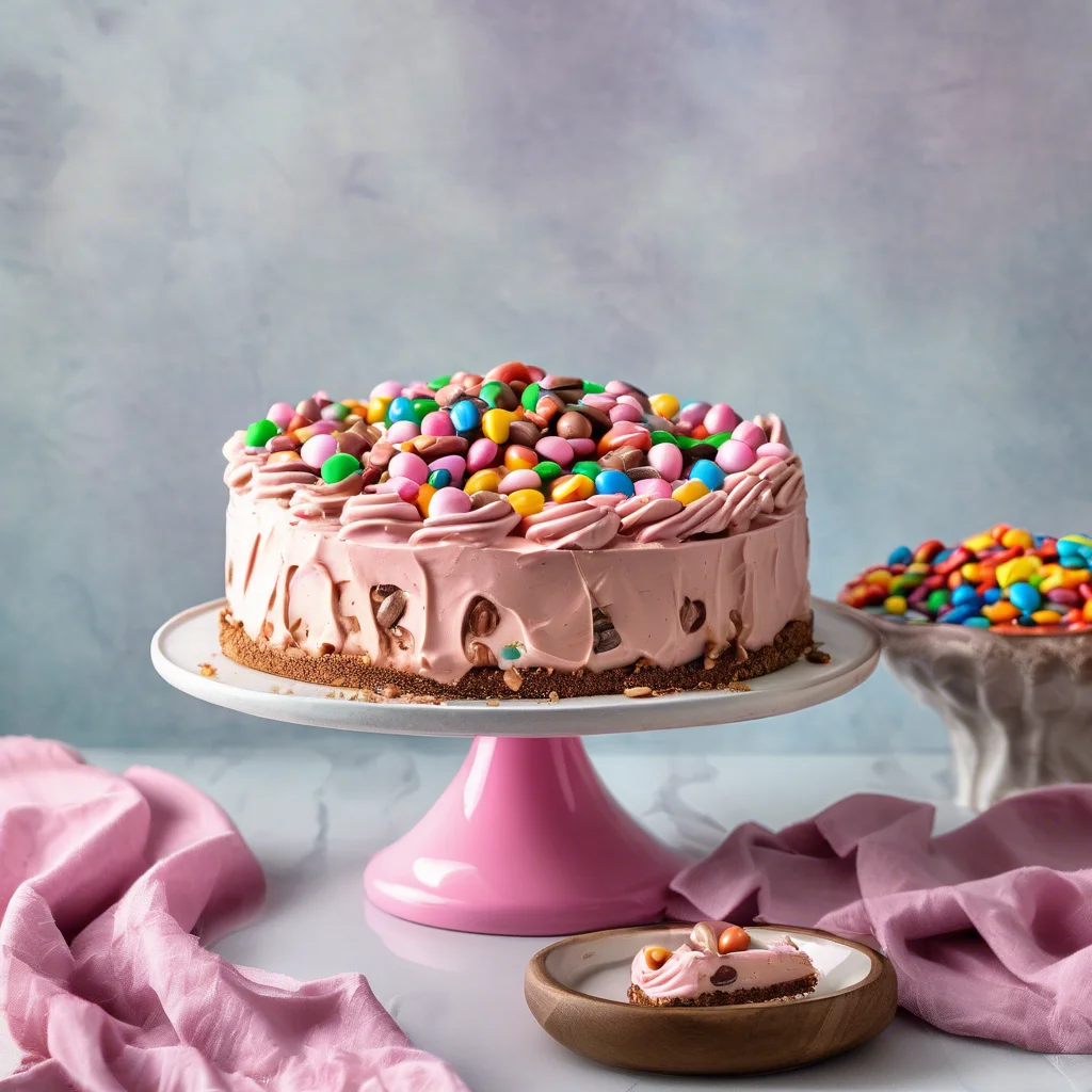 Pink M&M Snickers Cheesecake recipe