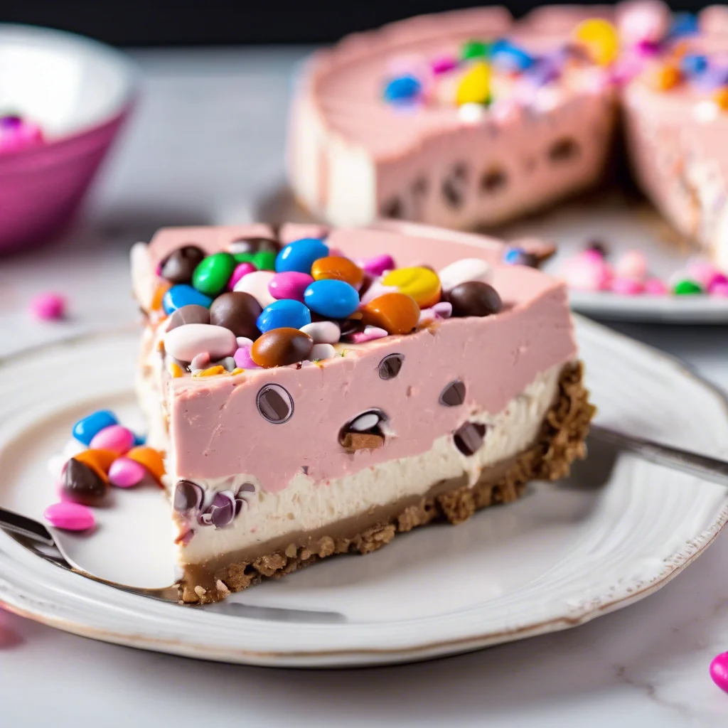 Final Pink M&M Snickers Cheesecake recipe