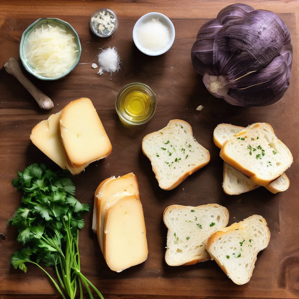 Ingredients for garlic bread grilled cheese recipe