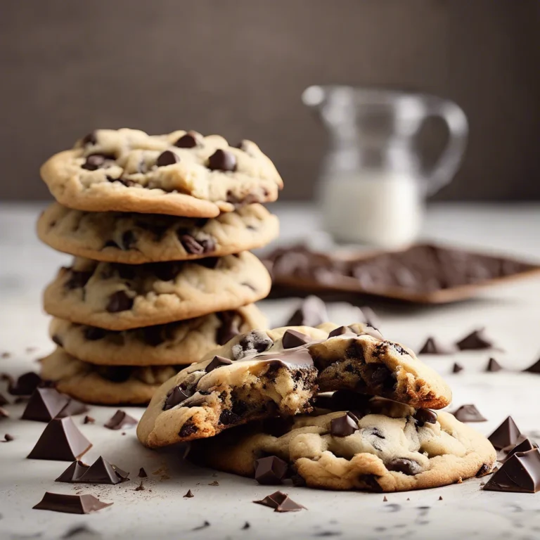 Soft homemade chocolate chip cookies with gooey centers on parchment paper