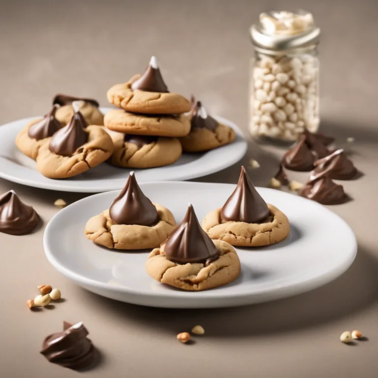 Soft Peanut Butter Blossom cookies with Hershey’s Kisses, golden sugar edges, fresh from the oven.