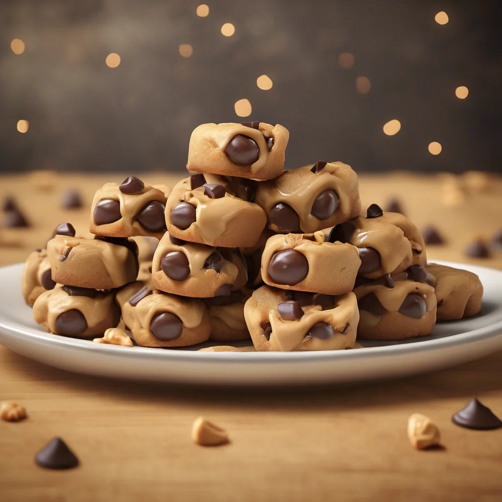 Golden-brown Reese’s Peanut Butter Chocolate Chip Cookie Bites with chewy edges and gooey centers on stoneware, featuring Reese’s Pieces and mini chips for crowd-pleasing dessert.